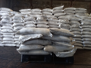 Stock pile Chemical fertilizer jumbo-bag in warehouse waiting for shipment