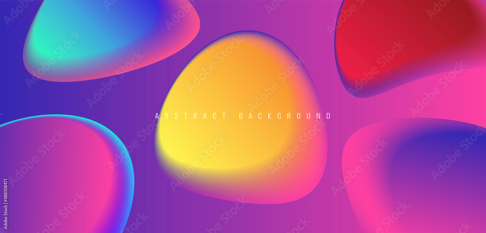 Poster liquid color background design. soft fluid shapes of different neon gradient colors