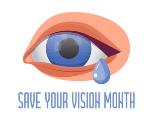 Save your vision month concept vector. Event is celebrated in March. Medical ophthalmologist eyesight check up illustration.