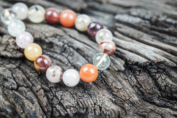 Jewelry with natural synthetic stone bracelet. Beautiful semiprecious stone beads