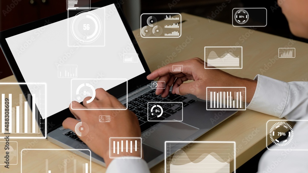Aufkleber conceptual business dashboard for financial data analysis . 3d render computer graphic .
