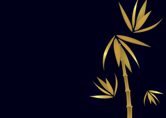 Fototapeta premium Composition of golden bamboo leaves in design. Vector