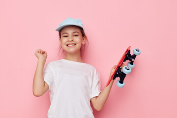 little girl posing white tshirt emotion isolated background