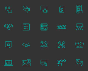 set of feedback line icons, customer experience, survey, marketing, testimonial