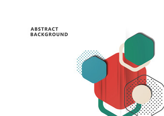 Bright abstract background of rounded multi-colored hexagons, dots, circles. Business presentation template. Modern geometric design. Vector