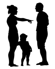 Families with little child on white background