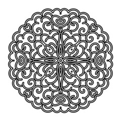 Frame. Pattern. A design element. Mandala coloring book. Anti-stress coloring. Vector illustration drawn by hand. Decorative round decoration for coloring books, greeting cards. Isolated pattern
