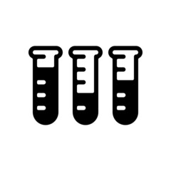 Test tube with blood, medical logo, simple icon. Black icon on white background