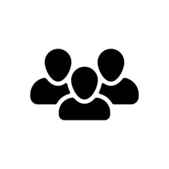 Fototapeta na wymiar Group of people, teamwork or business community, social icon. Black icon on white background