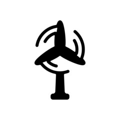 Wind turbine, green energy, ecology technology, simple icon. Black icon on white background