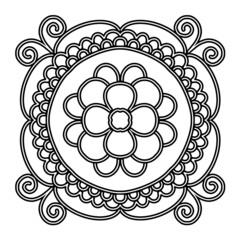 Frame. Pattern. A design element. Mandala coloring book. Anti-stress coloring. Vector illustration drawn by hand. Decorative round decoration for coloring books, greeting cards. Isolated pattern