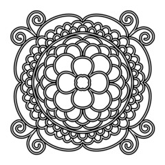 Frame. Pattern. A design element. Mandala coloring book. Anti-stress coloring. Vector illustration drawn by hand. Decorative round decoration for coloring books, greeting cards. Isolated pattern