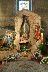 Cave of Our Lady of Lourdes at Saint Joseph Parish Church in Grubisno Polje, Croatia