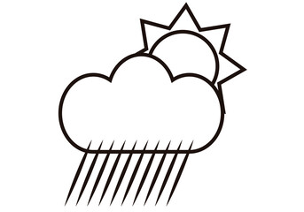Icono negro de nube con sol lloviendo.