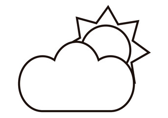 Icono negro de sol y nube.