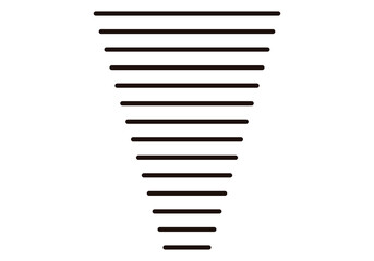 Símbolo negro de un tornado en fondo blanco.