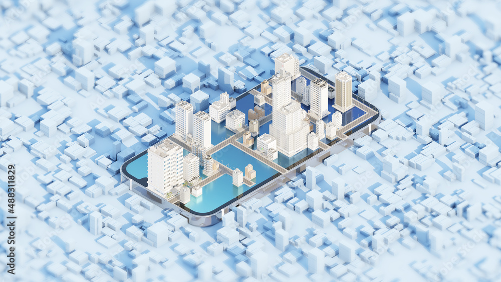 Poster advanced communication and global internet network connection in smart city . concept of future 5g w