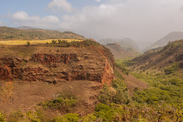 Panocamic landscape from waimea canyon in Kauai, Hawai