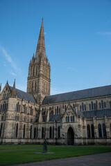Obraz premium The spire of Salisbury Cathedral, Wiltshire, UK. July 2021