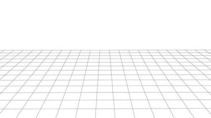 Perspective black grid on a white background. Futuristic vector illustration. Background in the style of the