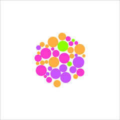 Hexagon with circle pattern ogo company name. 