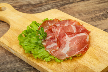 Smoked pork neck slices snack