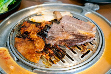 grilled meat in Korean style or Korean BBQ