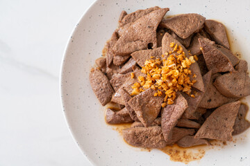 homemade stir-fried pork liver with garlic
