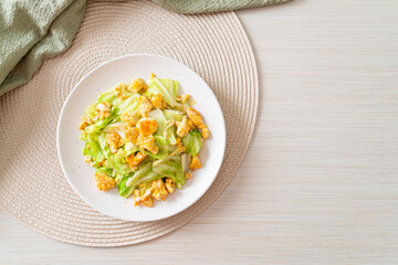 homemade stir-fried cabbage with egg