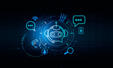 Voice chat and social network icons, binary and earth