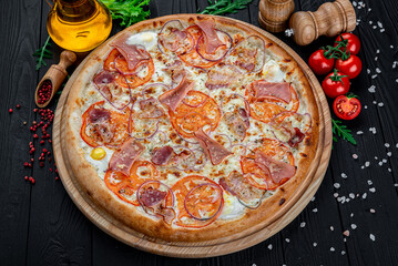 Pizza with bacon ham and sausage