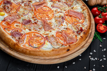 Pizza with bacon ham and sausage