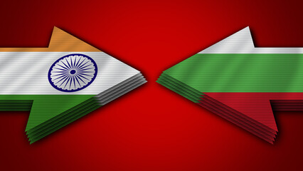 Bulgaria vs India Indian Arrow Flags – 3D Illustration