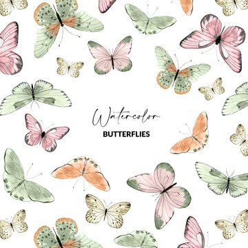 Greeting card with watercolor butterflies