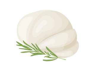 Mozzarella soft cheese block. Farm market product for label, poster, icon, packaging.
