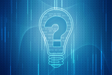 2d illustration question mark,Cyber Technology Background,Concept of thinking