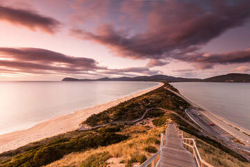 Bruny Island Neck View of the isthmus connecting the North and South of Bruny Island, southern...