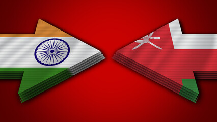 Oman vs India Indian Arrow Flags – 3D Illustration