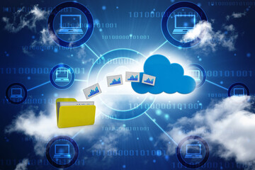3d rendering Cloud computing concept, Cloud internet technology concept background, Cloud computing and network data Storage concept