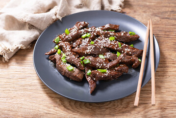 Plate of teriyaki meat