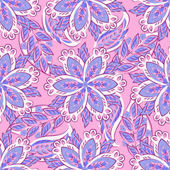 Fototapeta na wymiar flowers seamless pattern. Ethnic floral vector background