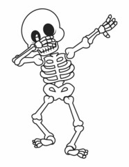 Human Skeleton Collection Act Illustration, Funny Skeleton Drawing, Outline, Line art, Cartoon Skeleton Vector.