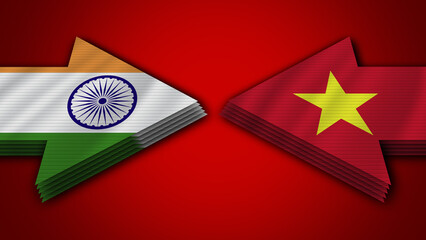 Vietnam vs India Indian Arrow Flags – 3D Illustration