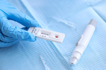 Naklejka premium Test for COVID-19 to detect the disease closeup