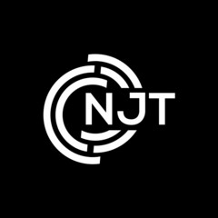 NJT letter logo design on black background.NJT creative initials letter logo concept.NJT vector letter design.