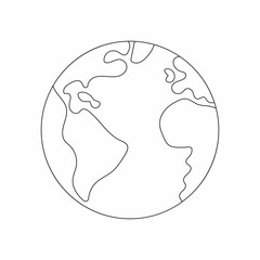 Coloring book page for preschool children with earth sketch to color. Vector illustration isolated on white background.