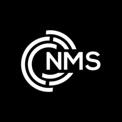 NMS letter logo design on black background.NMS creative initials letter logo concept.NMS vector letter design.