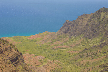 Panoramic top view from Napili valley in Kauai, Hawai