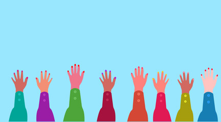 woman hands up.international women's day concept.