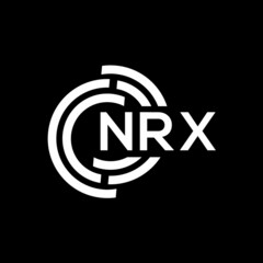 NRX letter logo design on black background.NRX creative initials letter logo concept.NRX vector letter design.